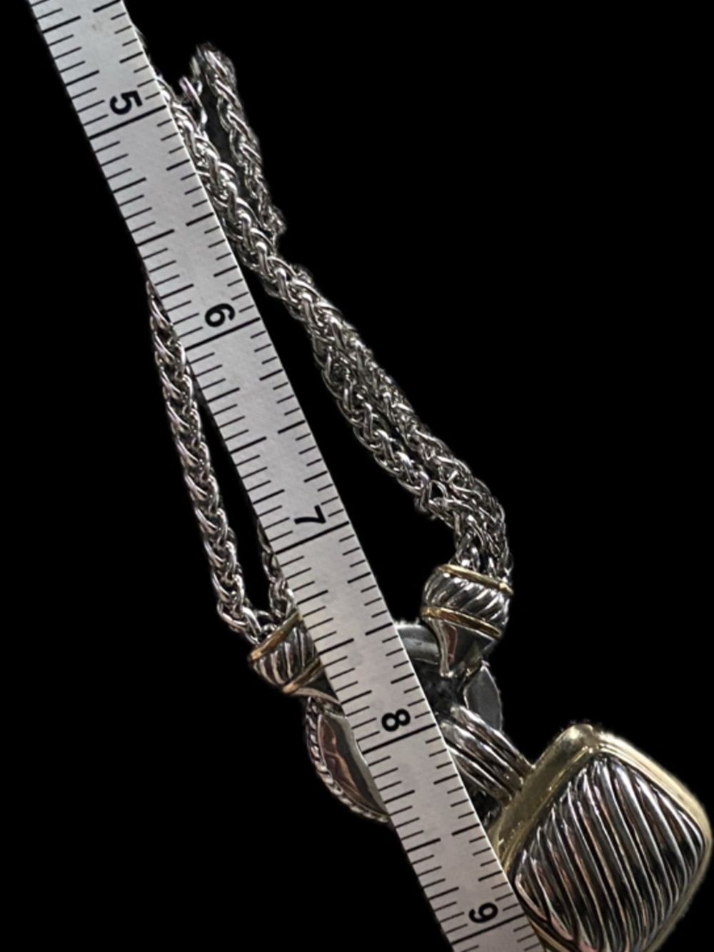 Two-Tone Statement Pendant Necklace - Silver & Gold Tones - Picture 6 of 6